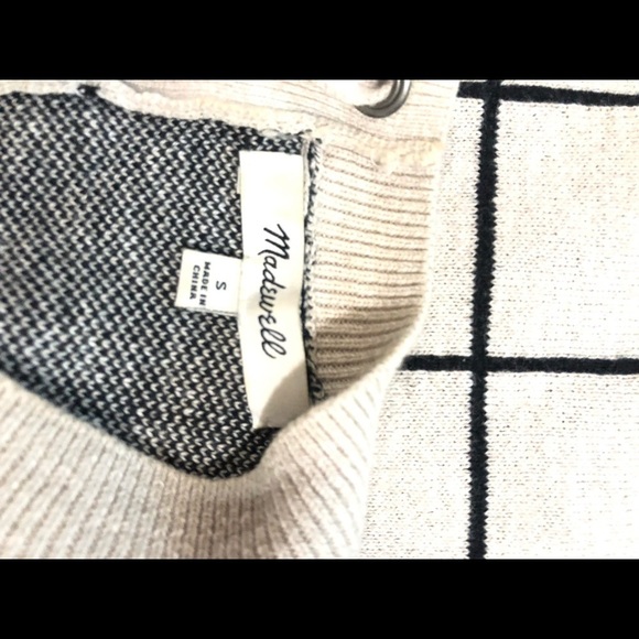 Madewell sweater windowpane lace back women’s size S - Picture 6 of 7